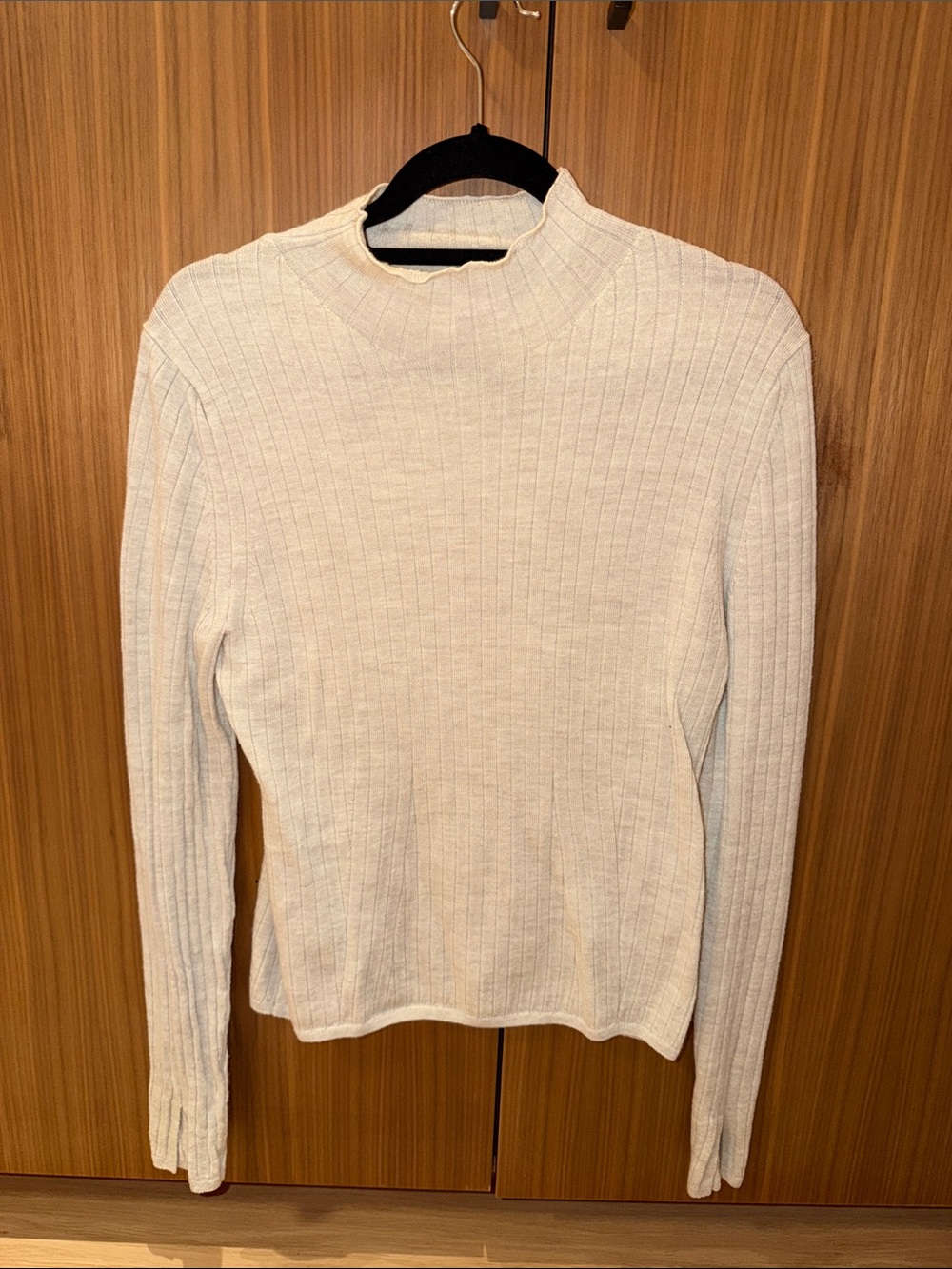 Banana Republic Ribbed Mock Neck Sweater - Cream / Grey